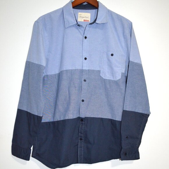 Sovereign Code Men'sShirt Color block blue button front long sleeve Casual - Picture 1 of 3